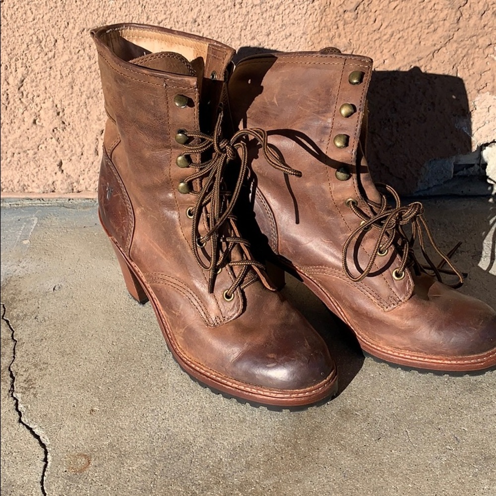Frye lace up boots